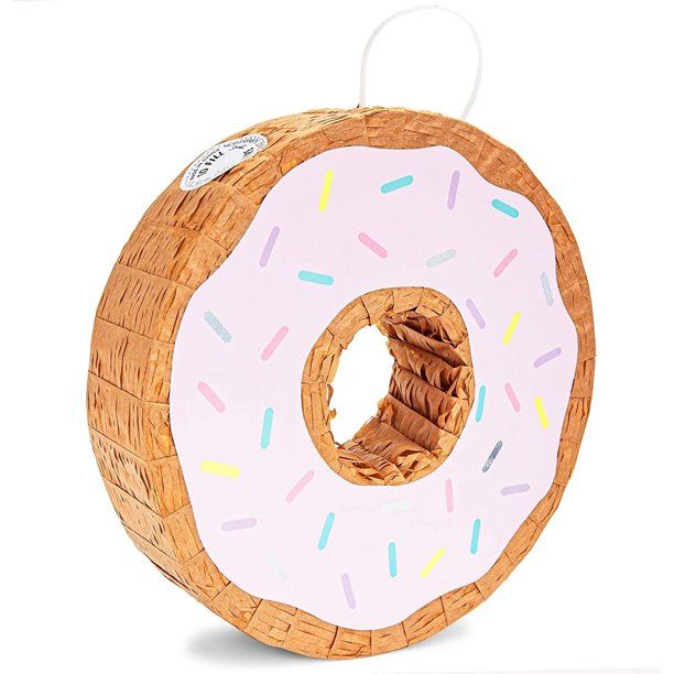 Photo 1 of 13X3 INCH DONUT WITH PINK ICING AND SPRINKLES PINATA 