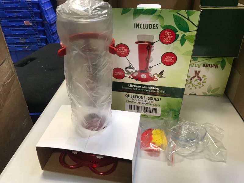 Photo 1 of Nature Anywhere Window Hummingbird Feeders for Outdoors Including 3 Colors of Interchangeable Flowers for Hummingbirds Food, Sugar Water and Nectar (Large)
