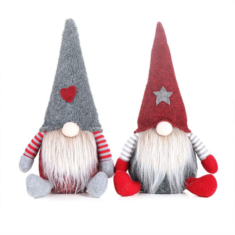 Photo 1 of 2 Pack Christmas Handmade Gnome, Scandinavian Tomte Swedish Plush Elf Toy Doll, Yule Santa Nisse Winter Table Ornament for Home Decoration Holiday Birthday Present, Nordic Figurines 11 Inch
