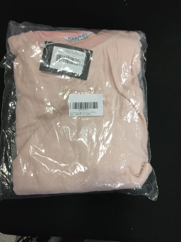 Photo 2 of Israphel Women's Long Sleeve Soft Pajama Set Pink Grey Sleepwear for Women Size LARGE
