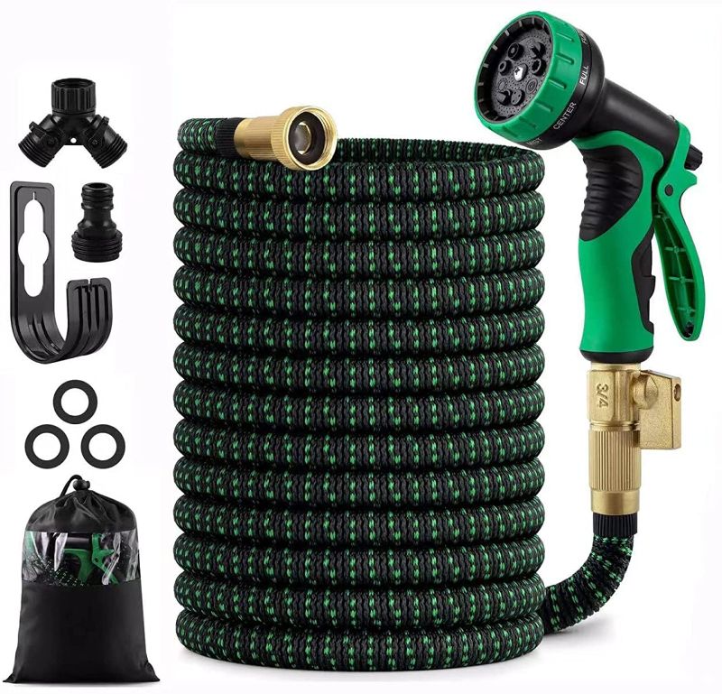 Photo 1 of 50 feet Expandable Garden Hose, Water Hose, with Triple Layered Latex Core, with 3/4" Solid Fittings, Hose Splitter