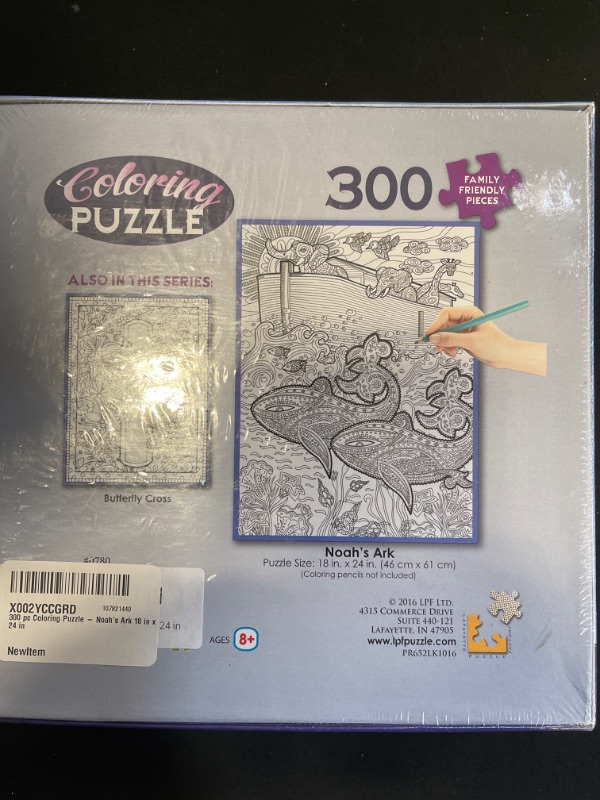 Photo 2 of 300 PC  COLORING PUZZLE-NOAHS ARK AND BUTTERFLY CROSS