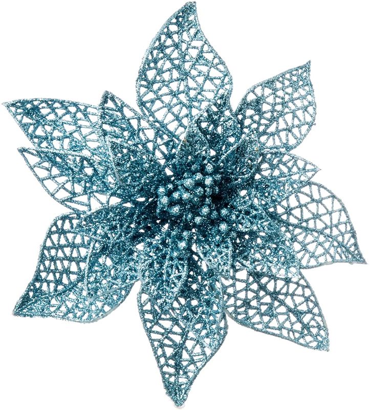 Photo 1 of 20cm Christmas Decorations Artificial Poinsettia Flowers ?Light Blue?