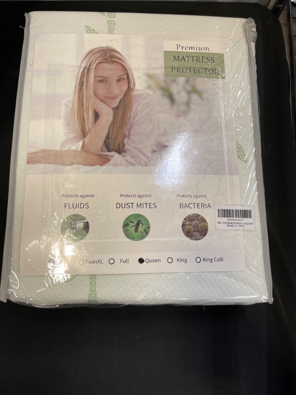 Photo 2 of AUNWAA Mattress Protector, Queen Size Bamboo 100% Waterproof Polyester Mattress Protector Soft and Breathable Mattress Covers with 15" Deep Pocket, (60'' x 80'' x 15'')
