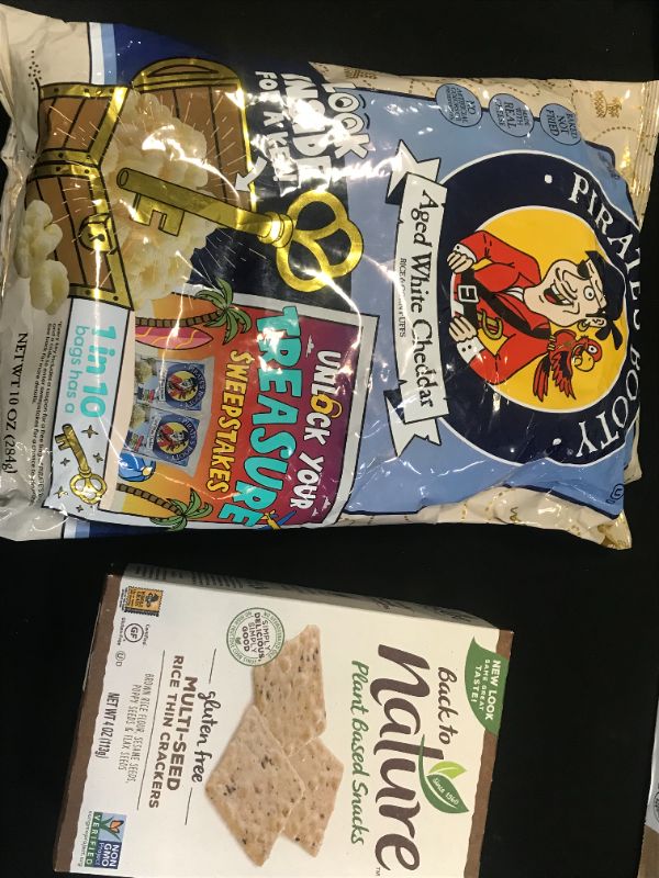 Photo 1 of Back to Nature Gluten Free Crackers, Non-GMO Multi-Seed Rice Thins, 4 Ounce bb 18 aug 2021 / Pirate's Booty Aged White Cheddar Baked Rice And Corn Puffs - Case Of 6 - 10 Oz bb 11 25 21 

