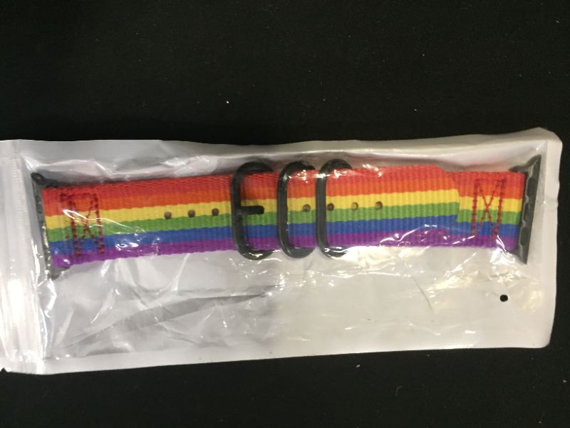 Photo 2 of Bandmax LGBT Band Compatible with Apple Watch 42MM/44MM Nylon Fabric Gay Pride Strap Replacement Wristband Accessory for Men With New Connectors Compatible For Iwatch Series SE 6/5/4/3/2/1
