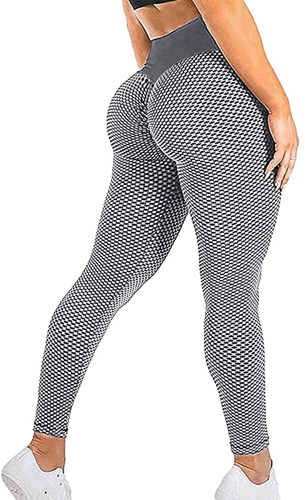 Photo 1 of SEASUM Women's High Waist Yoga Pants Scrunched Booty Leggings Workout Running Butt Enhance Textured Tights---LARGE---