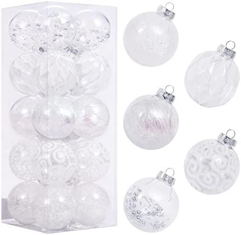 Photo 1 of 80MM/3.14" Clear Christmas Ornaments Set, 20PCS Shatterproof Decorative Hanging Ball Ornament with Stuffed Delicate Decorations