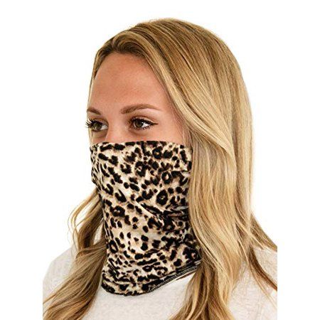 Photo 1 of Tart Collections Fabric Face Buff, Neck Gaiter, Washable and Reusable, Unisex, Black/White Leopard-SET OF 2-
