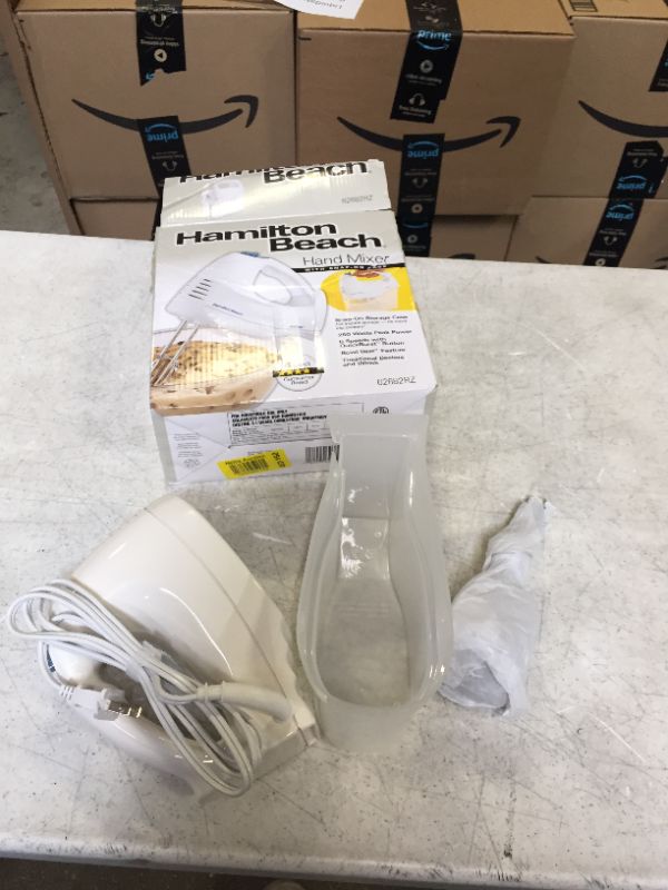 Photo 2 of Hamilton Beach 6-Speed Electric Hand Mixer, Beaters and Whisk, with Snap-On Storage Case, White
