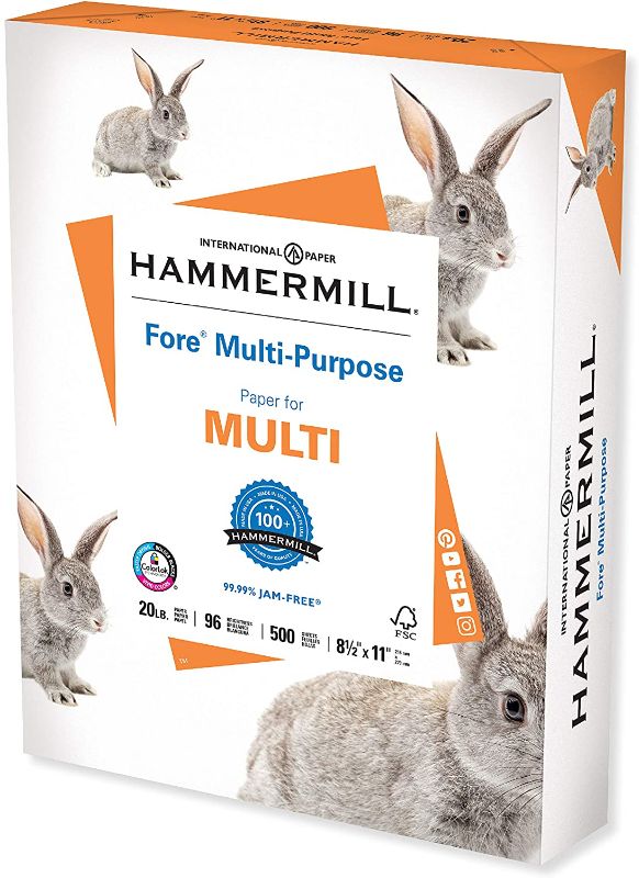 Photo 1 of Hammermill Printer Paper, Fore Multipurpose 20 lb Copy Paper, 8.5 x 11 - 1 Ream (500 Sheets) - 96 Bright, Made in the USA, 103267
