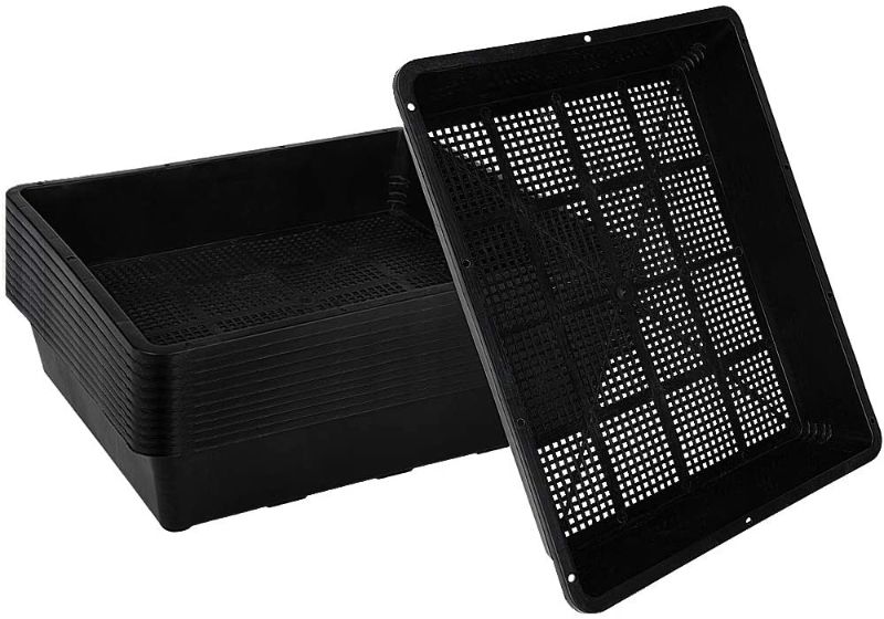 Photo 1 of 10-Pack Seed Starter Trays , 15”x12” Plastic Plant Trays Garden Mesh Bottom Seed Starter Kit for Seedlings, Plants,Flowers,for Microgreens, Soil Blocks, Wheatgrass, Hydroponic and Fodder Systems
