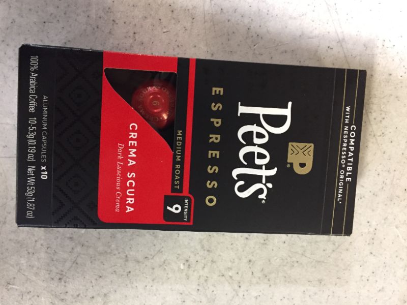 Photo 1 of Peet's Coffee Espresso Capsules Crema Scura, Intensity 9, 10 Count Single Cup Coffee Pods Compatible with Nespresso Original Brewers
1/11/21