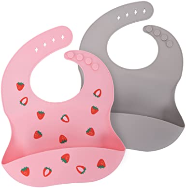 Photo 1 of Labcosi Silicone Baby Bibs for Babies & Toddlers Set of 2, Baby Feeding Bibs for Boys and Girls
