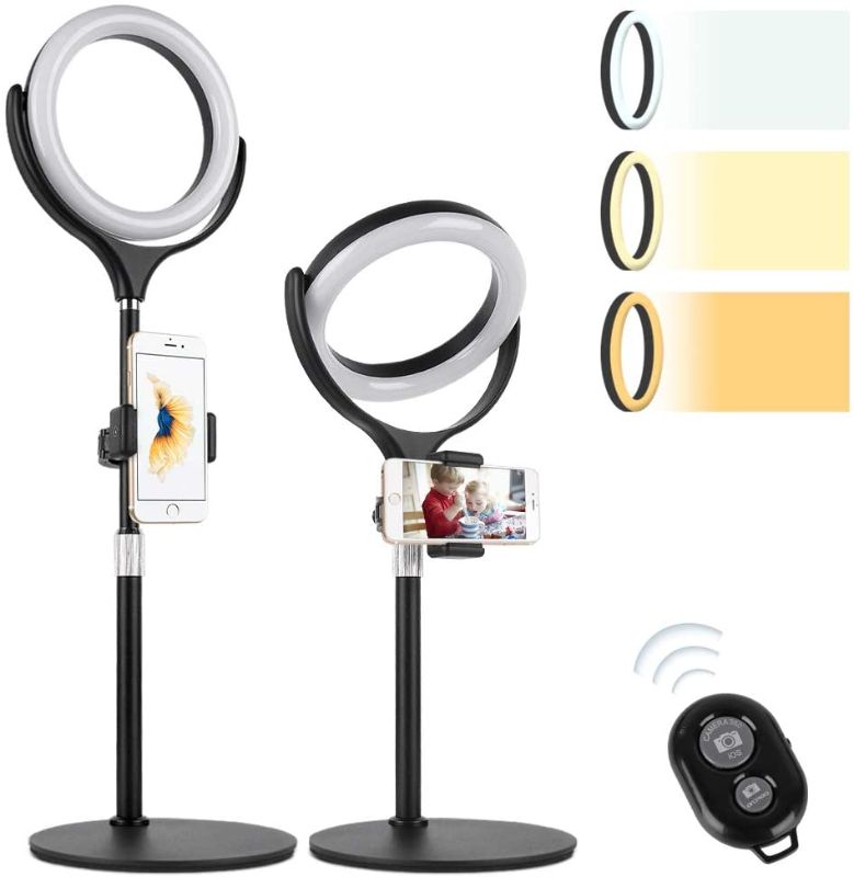 Photo 1 of AmnoAmno 8" LED Selfie Ring Light with Phone Holder, 360 Degrees Rotation with 3 Color Modes and 6500K Dimmable Light for Live Stream/Makeup/YouTube Video?Compatible with iPhone Android
