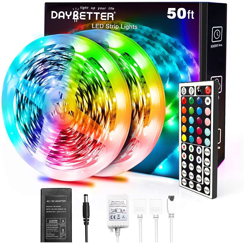 Photo 1 of DAYBETTER 5050 RGB Infrared Remote Control Color Changing 50ft Led Strip Lights
