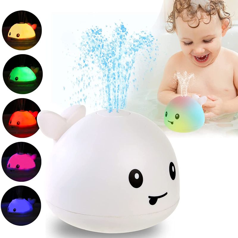 Photo 1 of Baby Bath Toys, Baby Toys Whale, Light Up Bath Toys, Sprinkler Bathtub Toys for Toddlers Infant Kids Boys Girls, Spray Water Bath Toy, Pool Bathroom Baby Toy