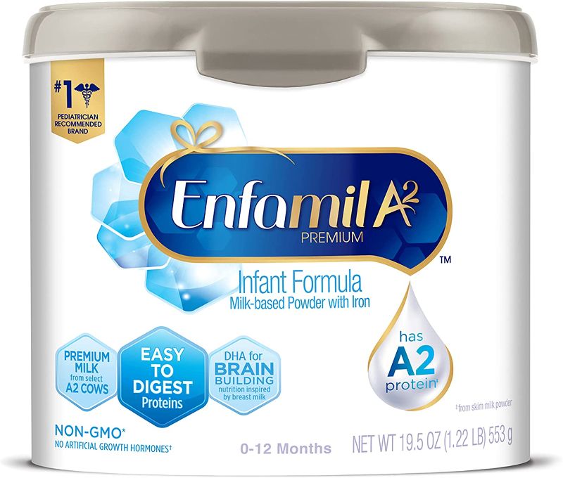 Photo 1 of Enfamil A2 Premium Infant Formula, Non-GMO, Easy-to-Digest Premium Milk Proteins from Select A2 Cows, Milk-Based Powder with Iron and Brain Building DHA, Reusable Tub, 19.5 Oz
OCT 1 2022