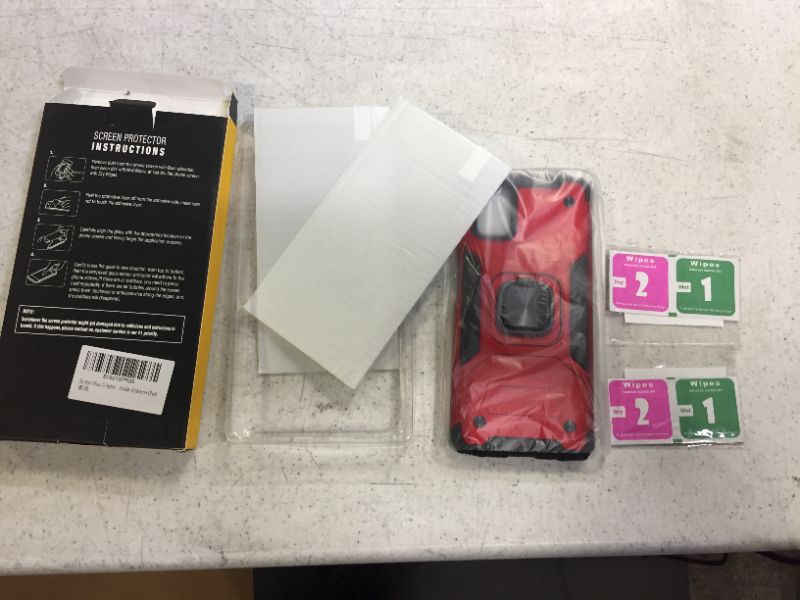 Photo 2 of ?3 Items? Bonkier Moto G Stylus 2021 Case with 9H Tempered Glass Screen Protector(2 Pack),[Military-Grade] Heavy Duty Motorola Moto G Stylus 2021 Case with Ring Holder Kickstand (Red)
