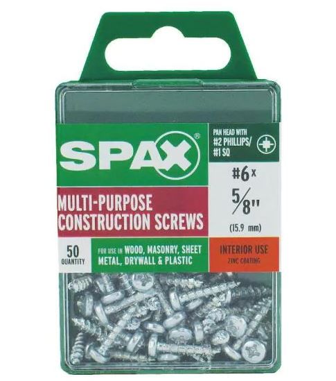 Photo 1 of #6 x 5/8 in. Philips Square Drive Pan Head Full Thread Zinc Coated Multi-Material Screw (50 per Box)
5 pack 