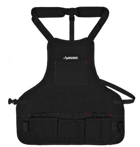 Photo 1 of 23 in. 16-Pocket Black Canvas Bib Tool Apron
