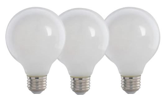 Photo 1 of 40-Watt Equivalent G25 E26 Dimmable Filament CEC 90 CRI White Glass LED Light Bulb in Bright White 3000K (3-Pack)
