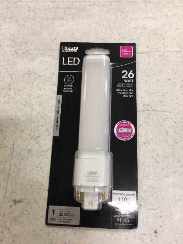 Photo 2 of 26-Watt Equivalent PL Horizontal CFLNI 4-Pin Plug-in GX24Q-3 Base CFL Replacement LED Light Bulb, Cool White 4100K
