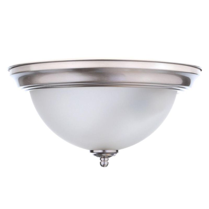 Photo 1 of 13 in. 2-Light Brushed Nickel Flush Mount---LOOSE HARDWARE---
