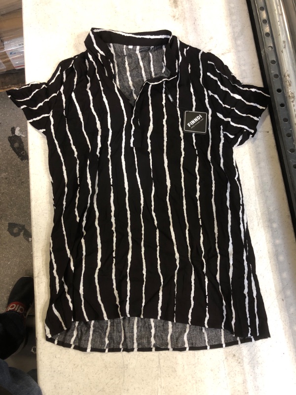 Photo 1 of Generic Black and White Striped Buttoned Shirt. Medium