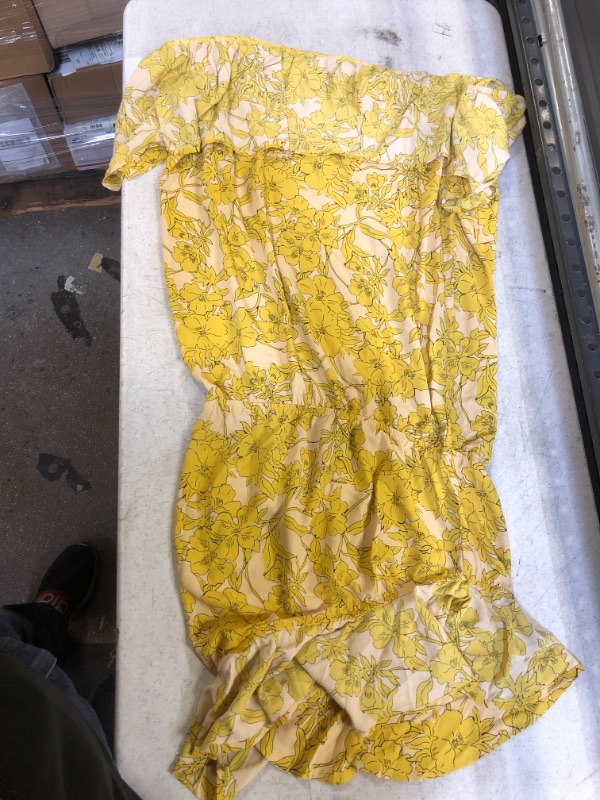 Photo 1 of Generic Yellow Off Shoulder Floral Pattern Dress. Large