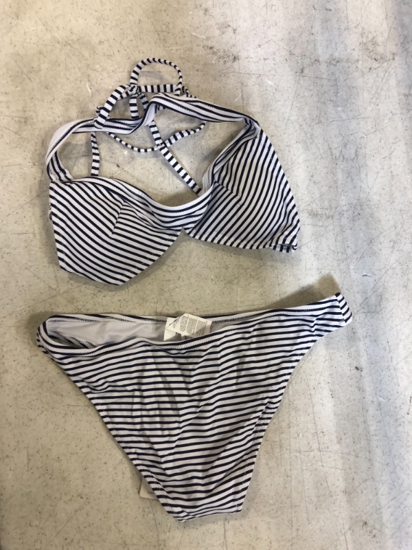 Photo 1 of Generic Blue and White Two Piece Swimsuit. Medium