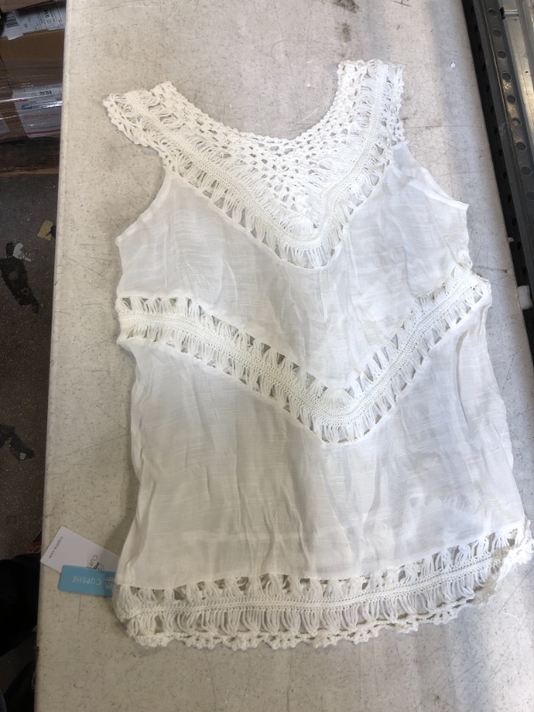 Photo 1 of Generic White V Neck Women's Tank Top. Medium