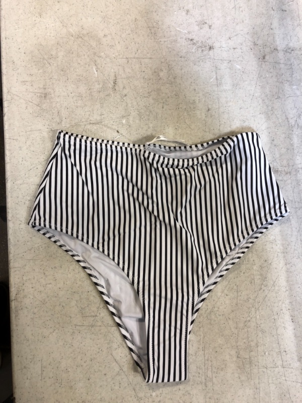 Photo 2 of Cupshe Striped High Waisted Bikini Bottom. Medium
