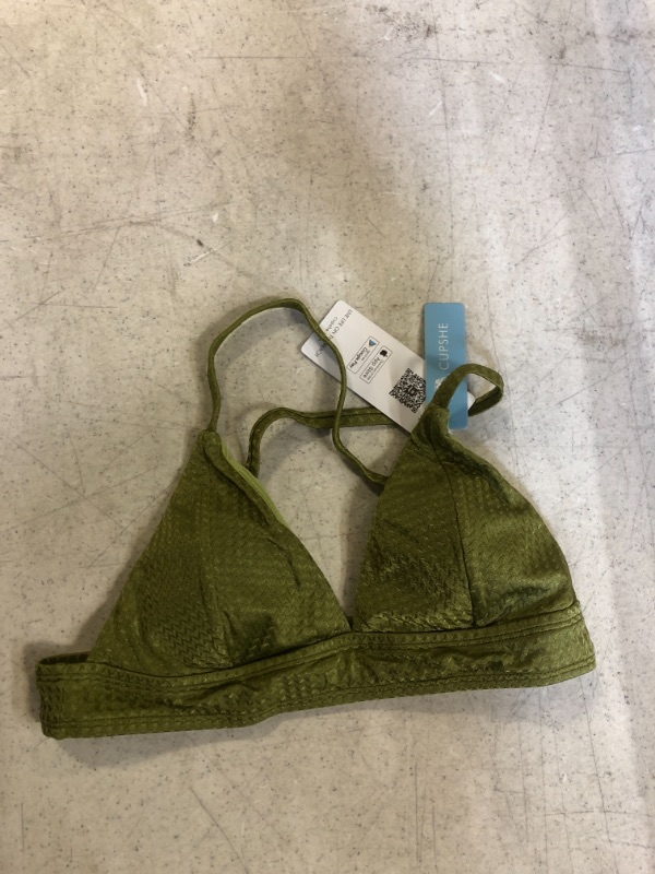 Photo 2 of Cupshe Green Textured Triangle Bikini Top. Small
