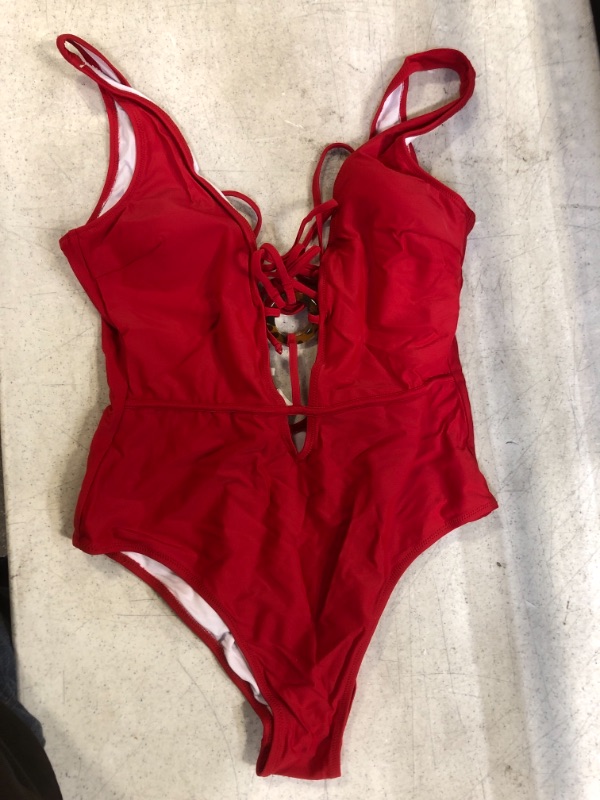 Photo 2 of Cupshe Red Strappy Lace Up One Piece Swimsuit. Large
