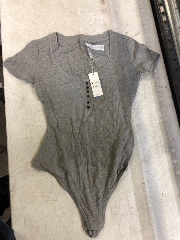 Photo 2 of Cupshe August Grey Button Bodysuit. Large
