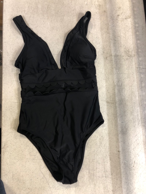 Photo 2 of Cupshe Solid Black V-Neck One Piece Swimsuit. XS
