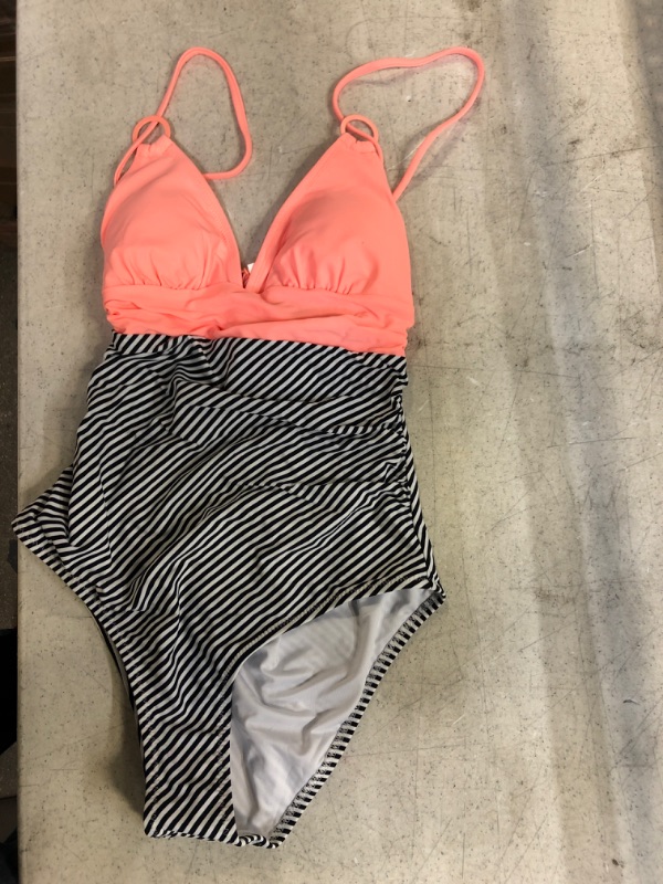 Photo 2 of Cupshe Peachy And Striped One Piece Swimsuit. Medium
