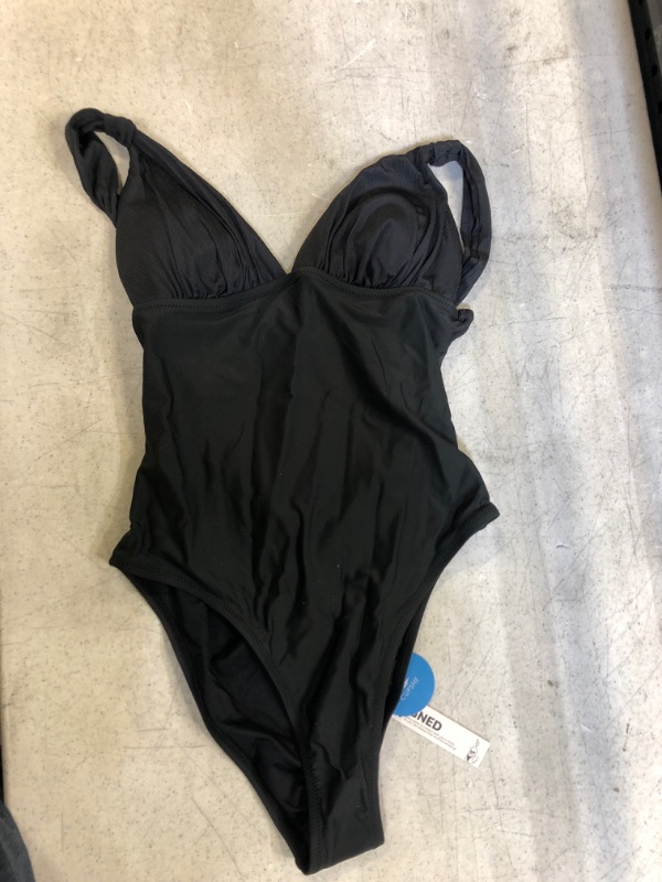 Photo 2 of CUPSHE Maisie Black Rib One Piece Swimsuit. Small
