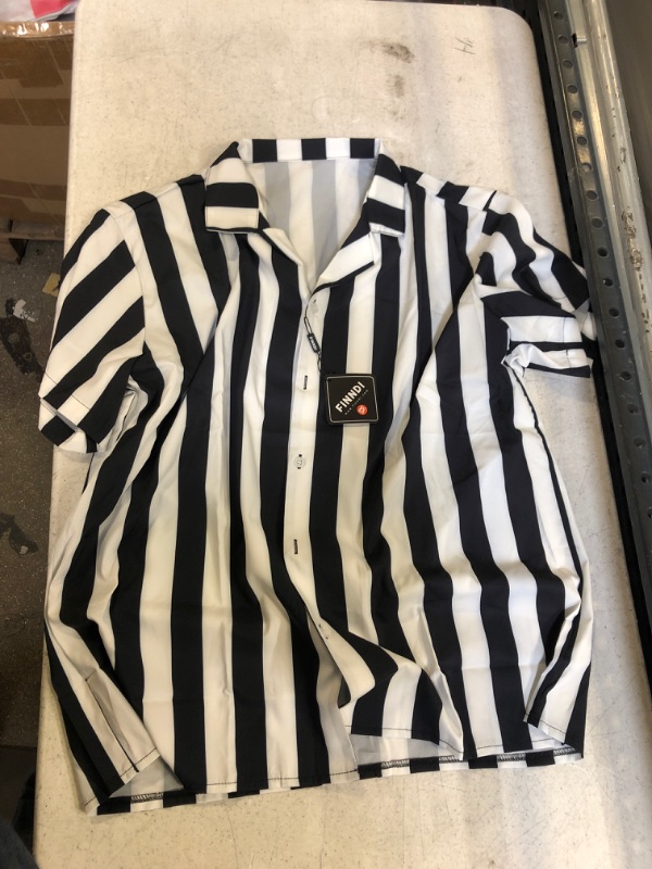 Photo 1 of Generic Black and White Striped Buttoned Shirt. Large