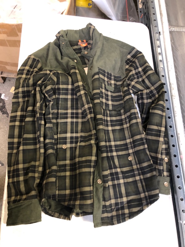 Photo 1 of Generic Green Plaid Faux Fur Interior Flannel Jacket. XL