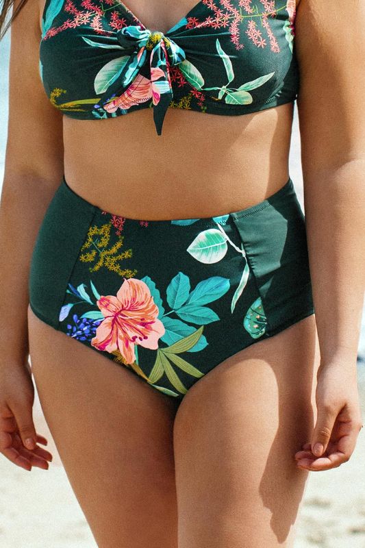 Photo 2 of Scarlet Green Floral Plus Size Bikini Bottom. 1X
