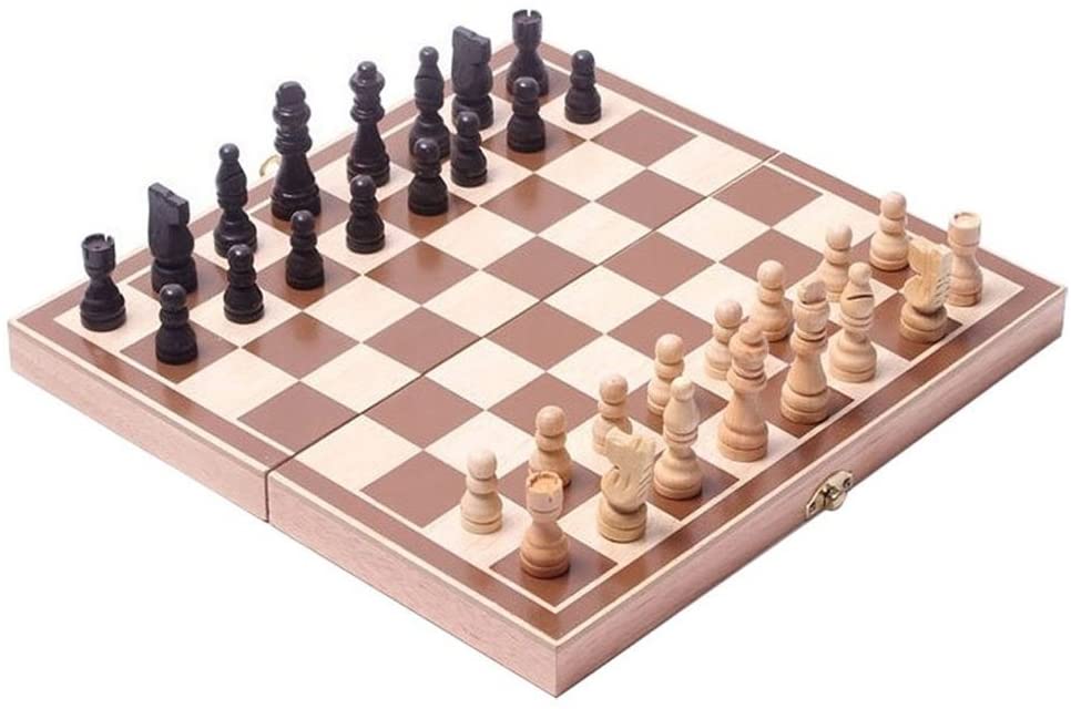 Photo 1 of Classic Vintage Standard Folding Wooden Chess Set, Foldable Games Board Crafted Carved