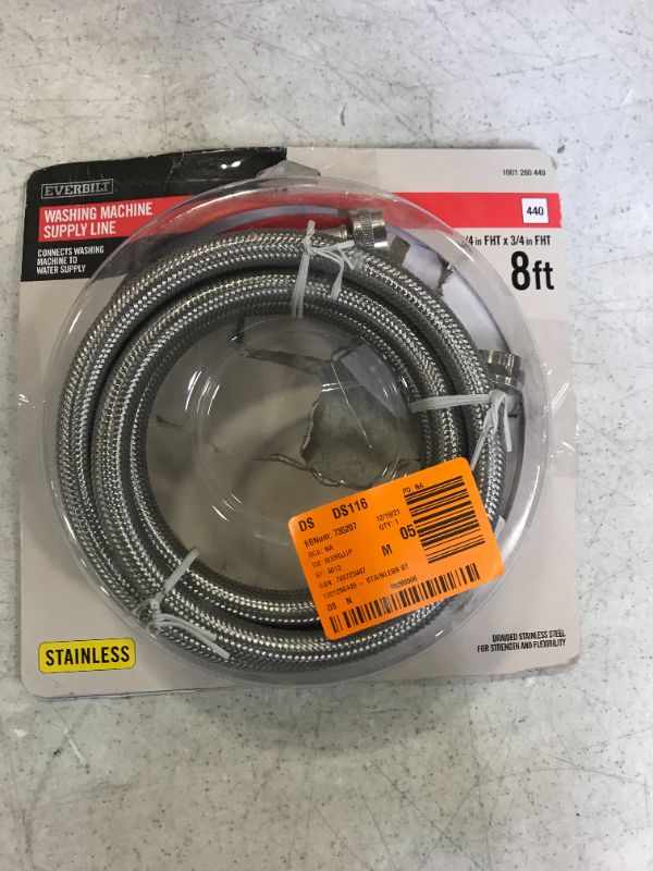 Photo 2 of 3/4 in. x 3/4 in. x 96 in. Stainless Steel Washing Machine Hose