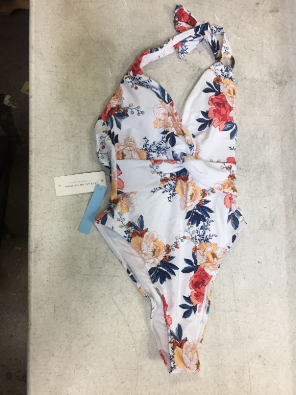 Photo 2 of Floral Plunge Halter One Piece Swimsuit