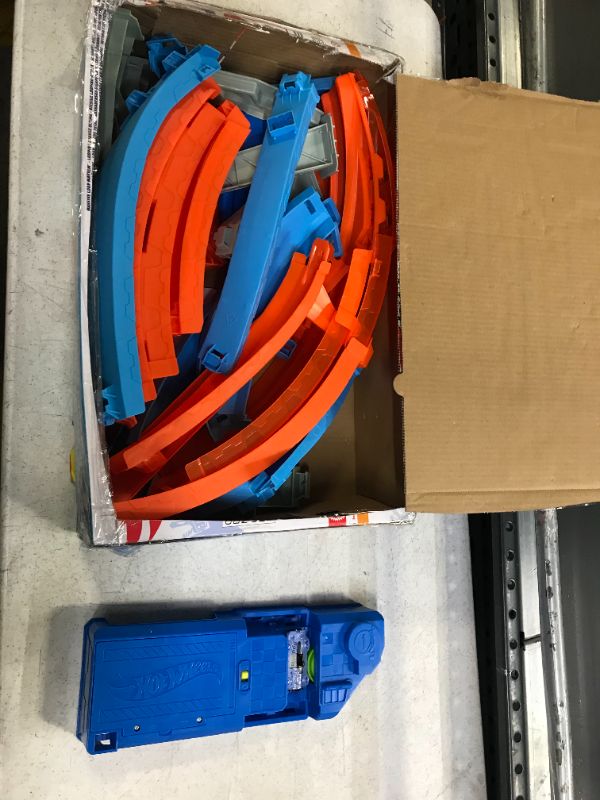 Photo 2 of Hot Wheels Massive Loop Mayhem Track Set with Huge 28-Inch Wide Track Loop Slam Launcher, Battery Box & 1 1:64 Scale Car, Designed for Multi-Car Play, 