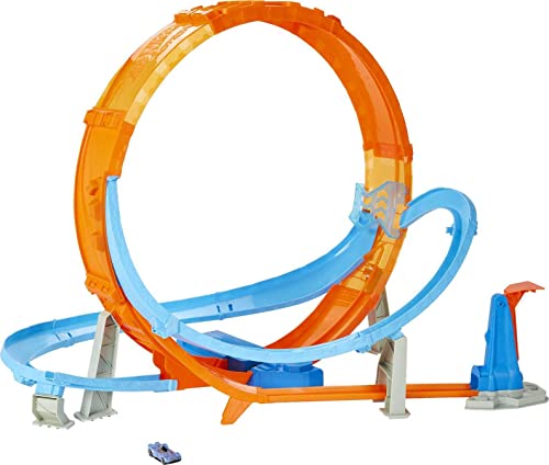Photo 1 of Hot Wheels Massive Loop Mayhem Track Set with Huge 28-Inch Wide Track Loop Slam Launcher, Battery Box & 1 1:64 Scale Car, Designed for Multi-Car Play, 