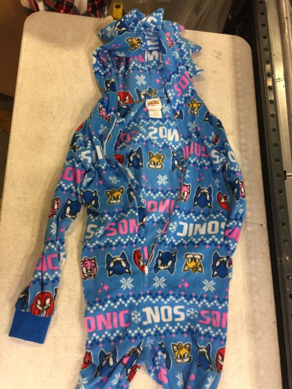 Photo 2 of Girls' Sonic the Hedgehog Blanket Sleeper Union Suit - Blue size 7-8 