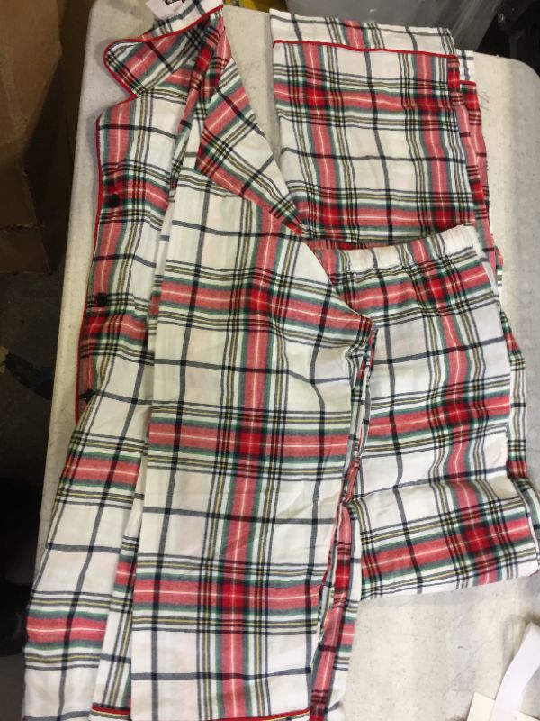 Photo 2 of Men's Holiday Plaid Tartan Flannel Pajama Set - Wondershop™ White size extra large
 
