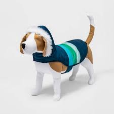 Photo 1 of Dog and Cat Puffer Vest - Aqua Stripe - Wondershop™ size medium 